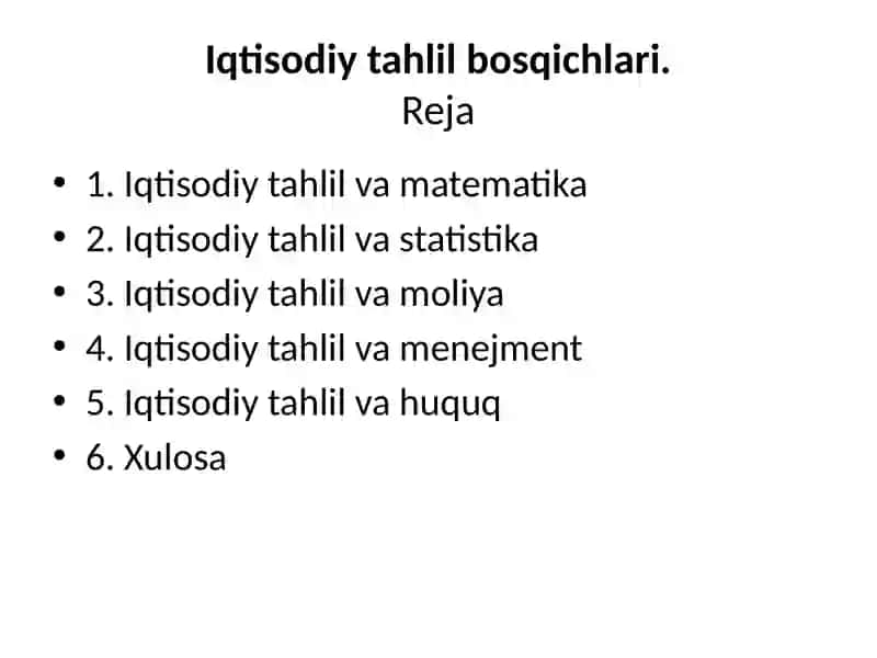 Iqtisodiy tahlil bosqichlari 2