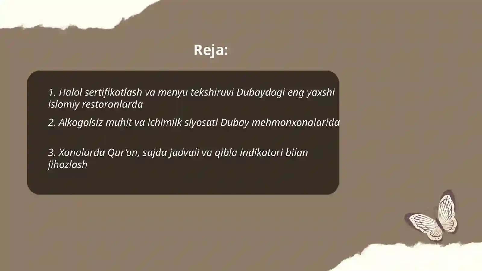 Reja Dubaydagi eng yaxshi islomiy mehmonxonalar va restoranlarning o’ziga xos xususiyatlari 2