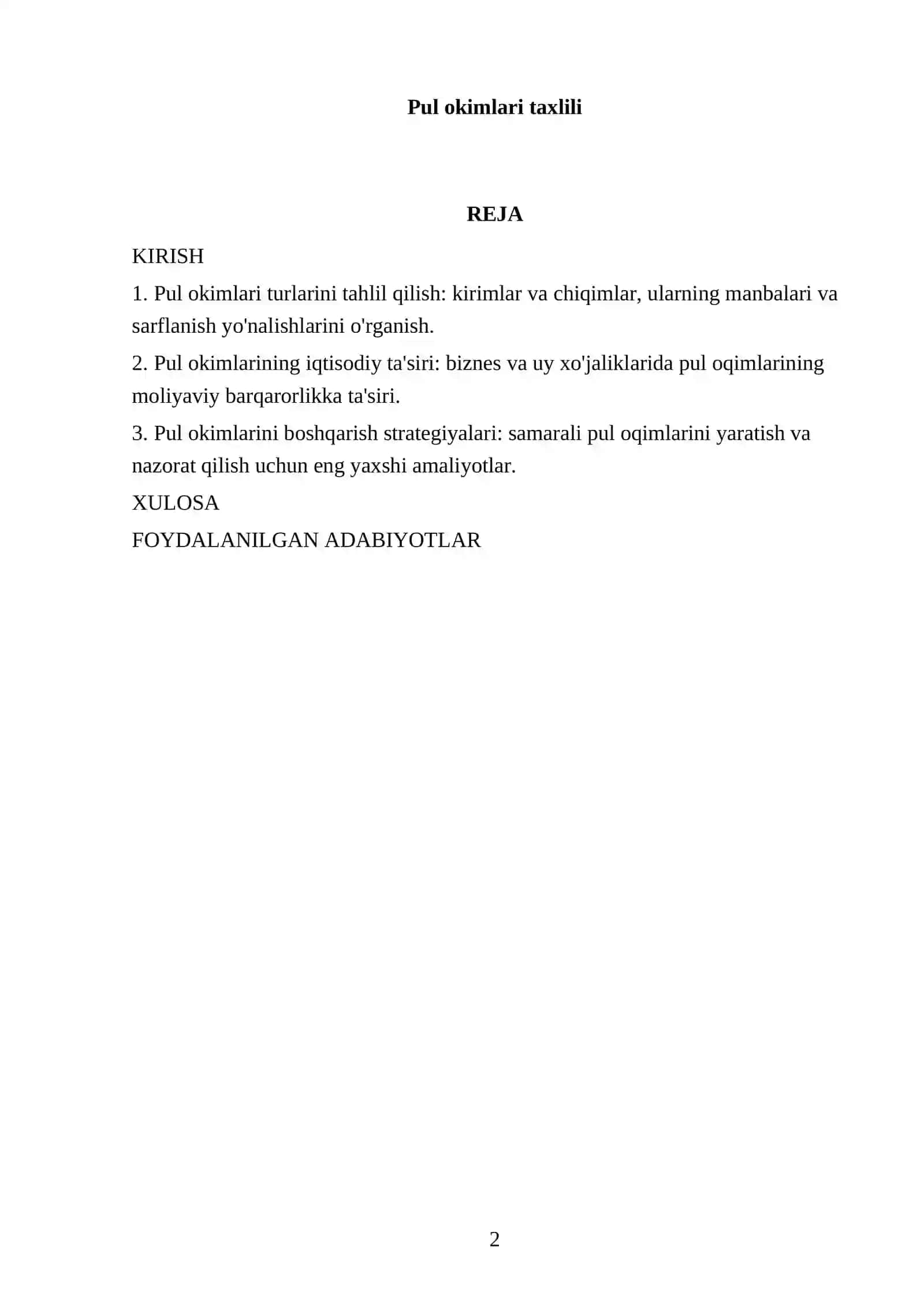 Pul okimlari taxlili 2