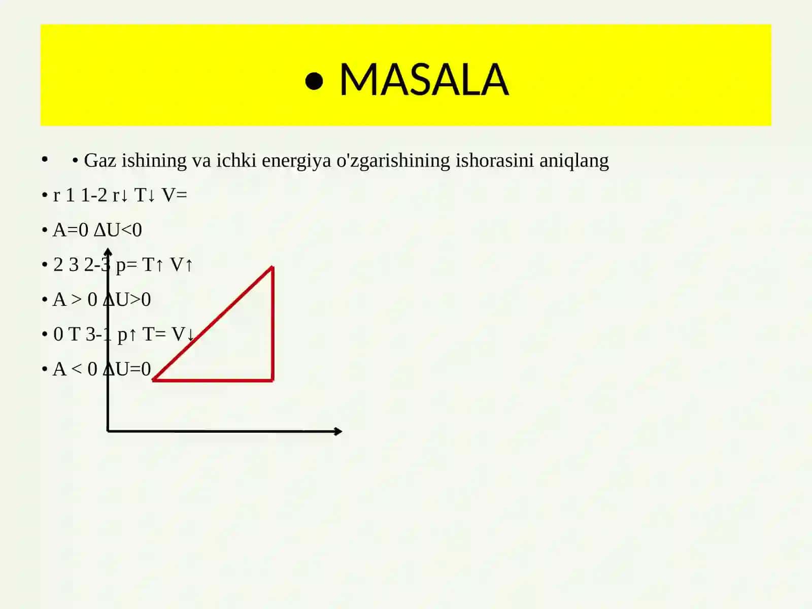 Fizika - Ichki energiya va gazning ishi masalalari (10-sinf) 2