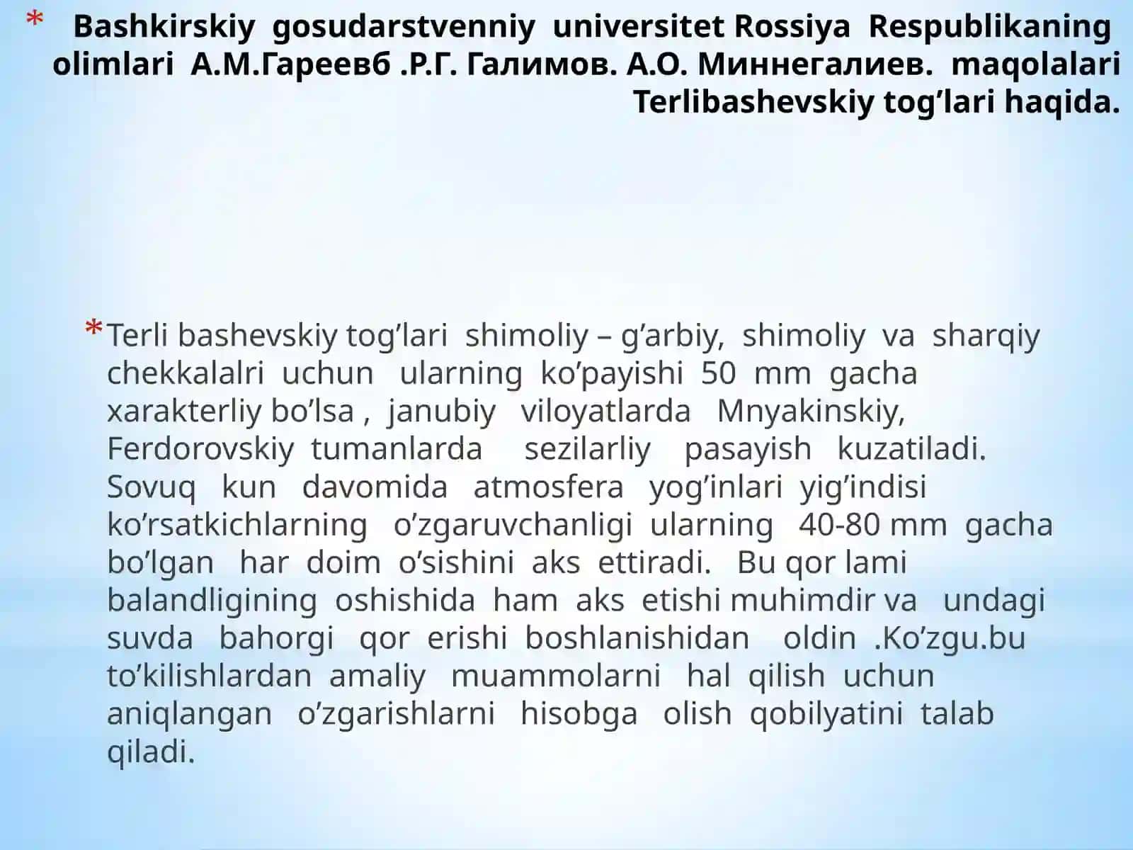 O’ZBEKISTON MILLIY UNIVERSITET BIOLOGIYA FAKULTI AGROKIMYO VA AGROTUPROQSHUNOSLIK YO’NALISHI 2