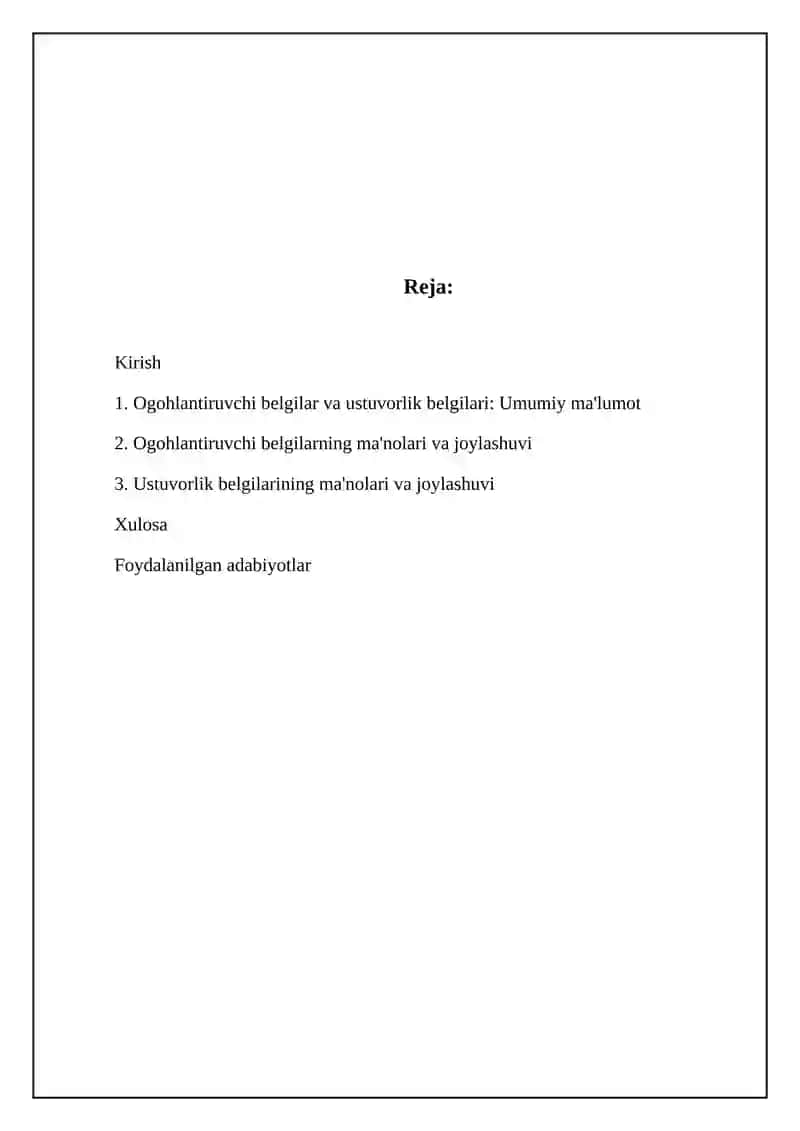 Ogohlantiruvchi va imtiyoz belgilari 2