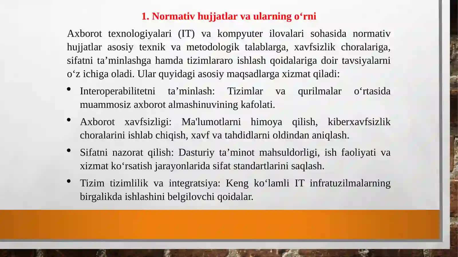 Mavzu: Normativ hujjatlar va ularning o'rni 2