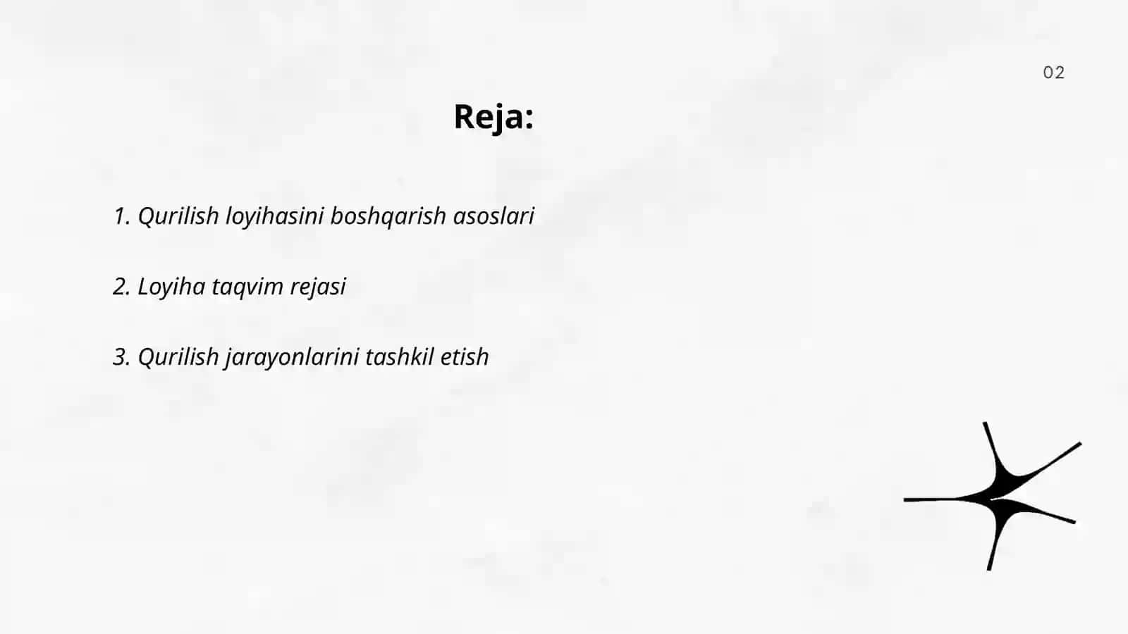 Qurilish yig'uv tashkiloti rejalashtirining asosiy qoidalari 2