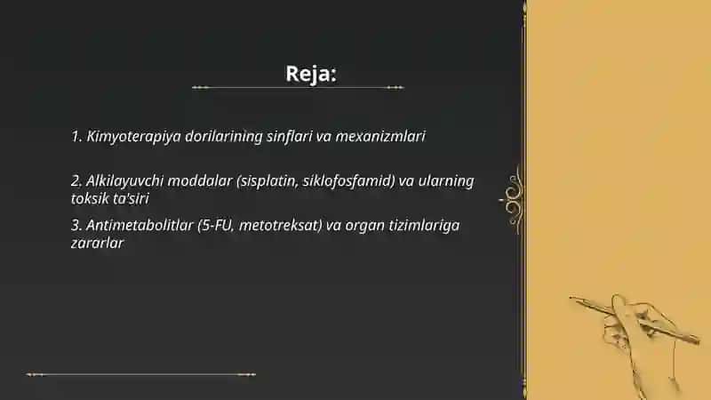 Saraton kasalliklarida qoʻllaniladigan kimyo terapiya muolajalari va ularning zararlari 2