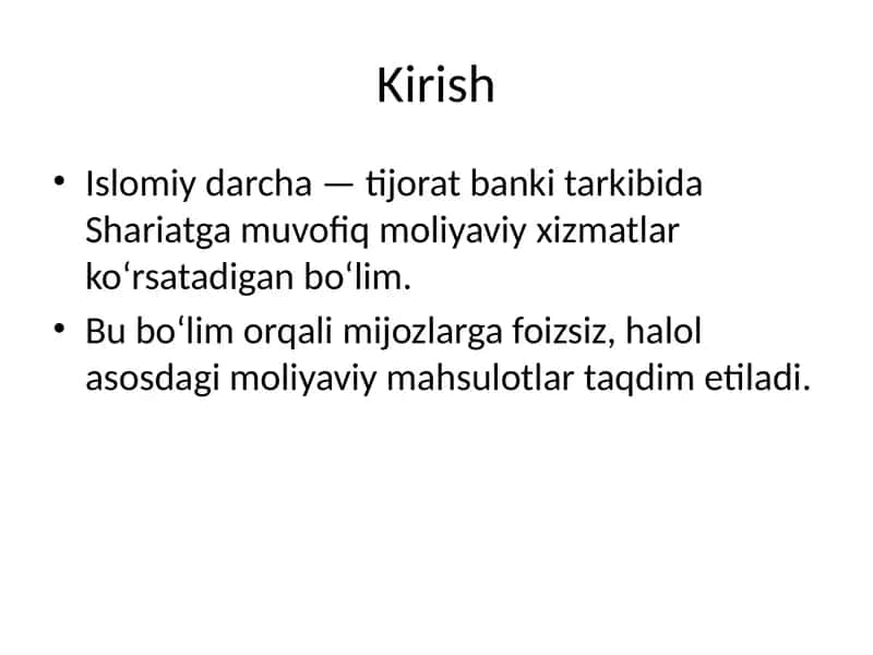 Tijorat banklarida islomiy darcha ochish bosqichlari 2