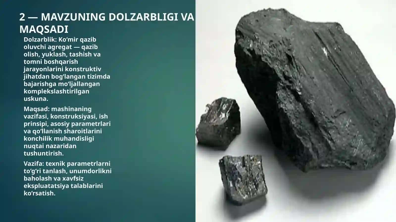 KO‘MIR QAZIB OLUVCHI AGREGATLAR: TURLARI VA QO‘LLANILISHI 2
