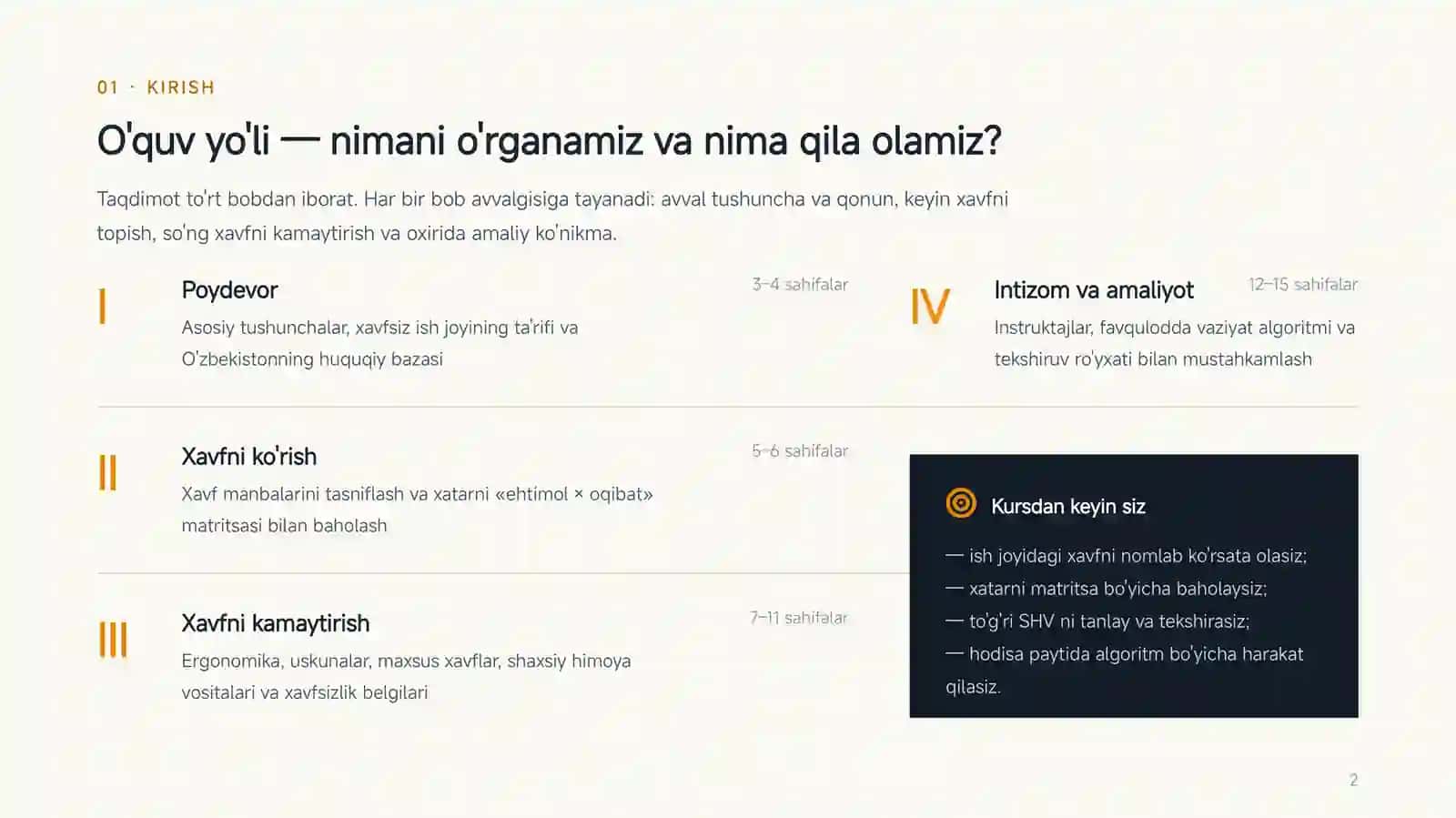 Mehnat muhofazasi bo'yicha xavfsiz ish joyini tashkil etish 2