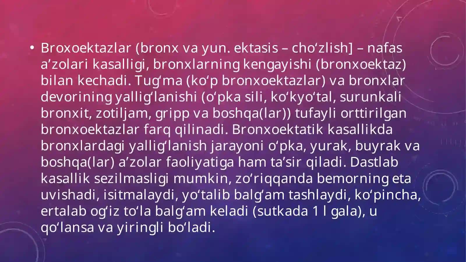 Bollarda bronxoektaz kasalligi 2