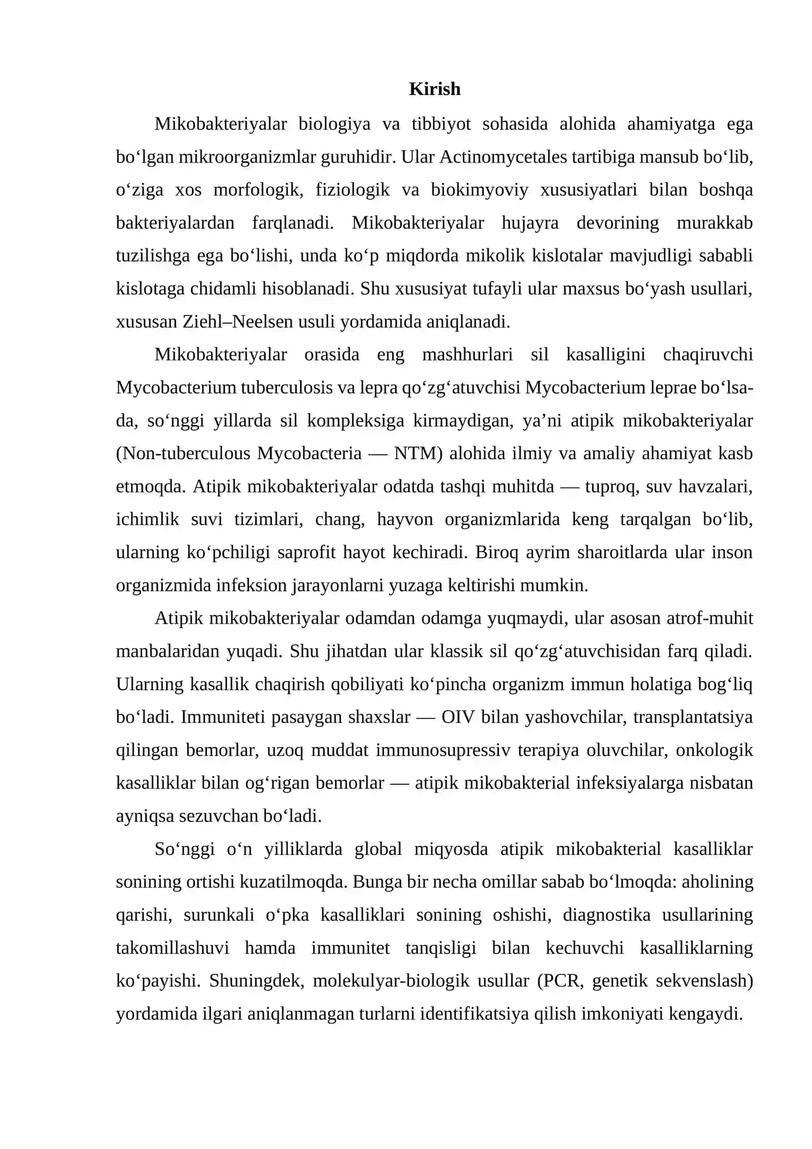 ATIPIK MIKO BAKTERIYALAR VA ULARNI AMALIYOTDAGI AHAMIYATI 2