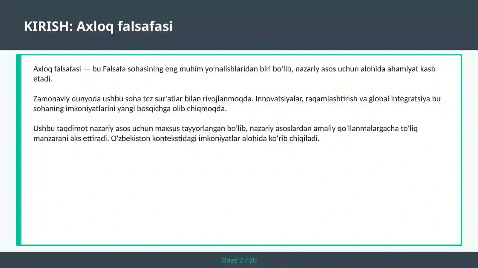AXLOQ FALSAFASI 2