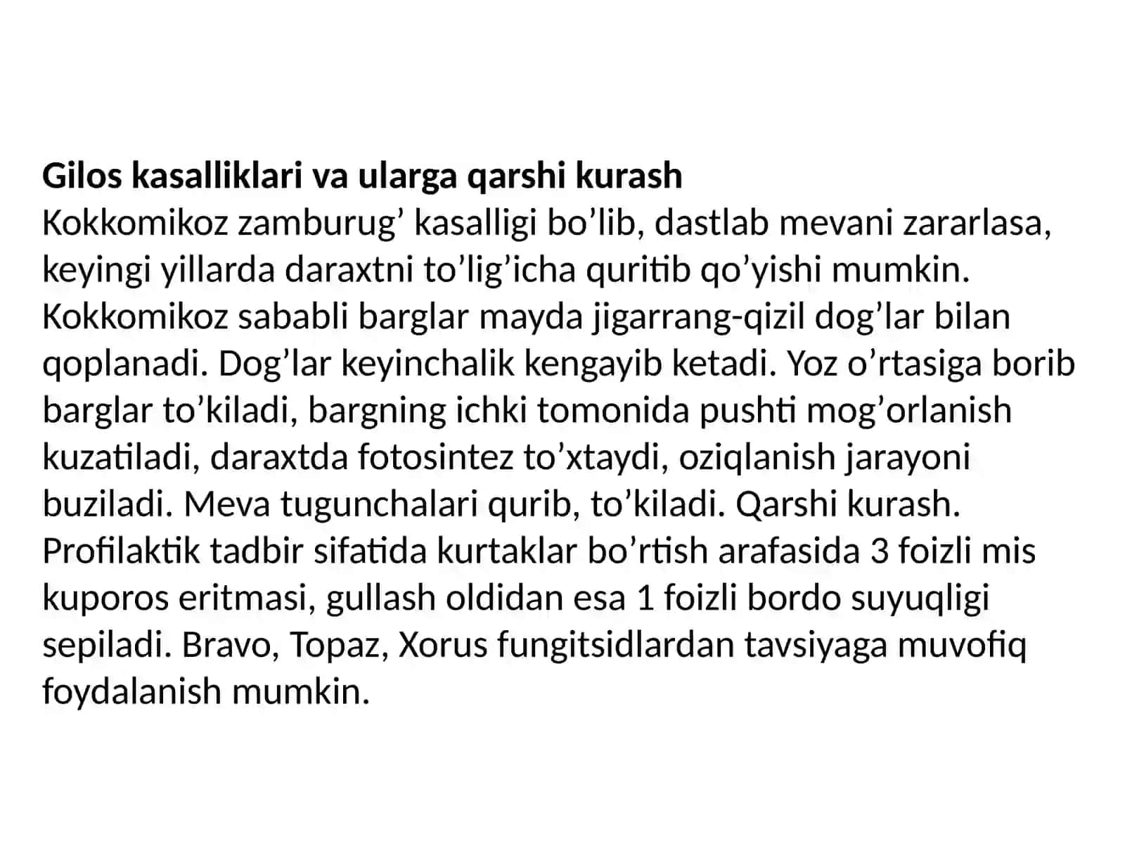 Gilos kasalliklari va ularga qarshi kurash 2