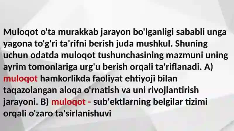 Muloqot va shaxslararo munosabatlar psixologiyasi 2