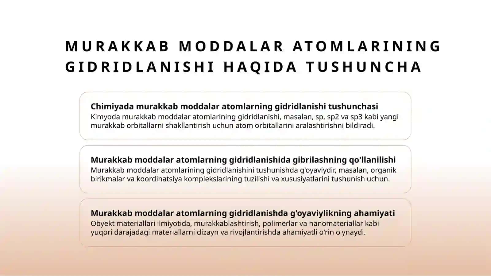 Murakkab moddalar atomlarning gidridlanish 2