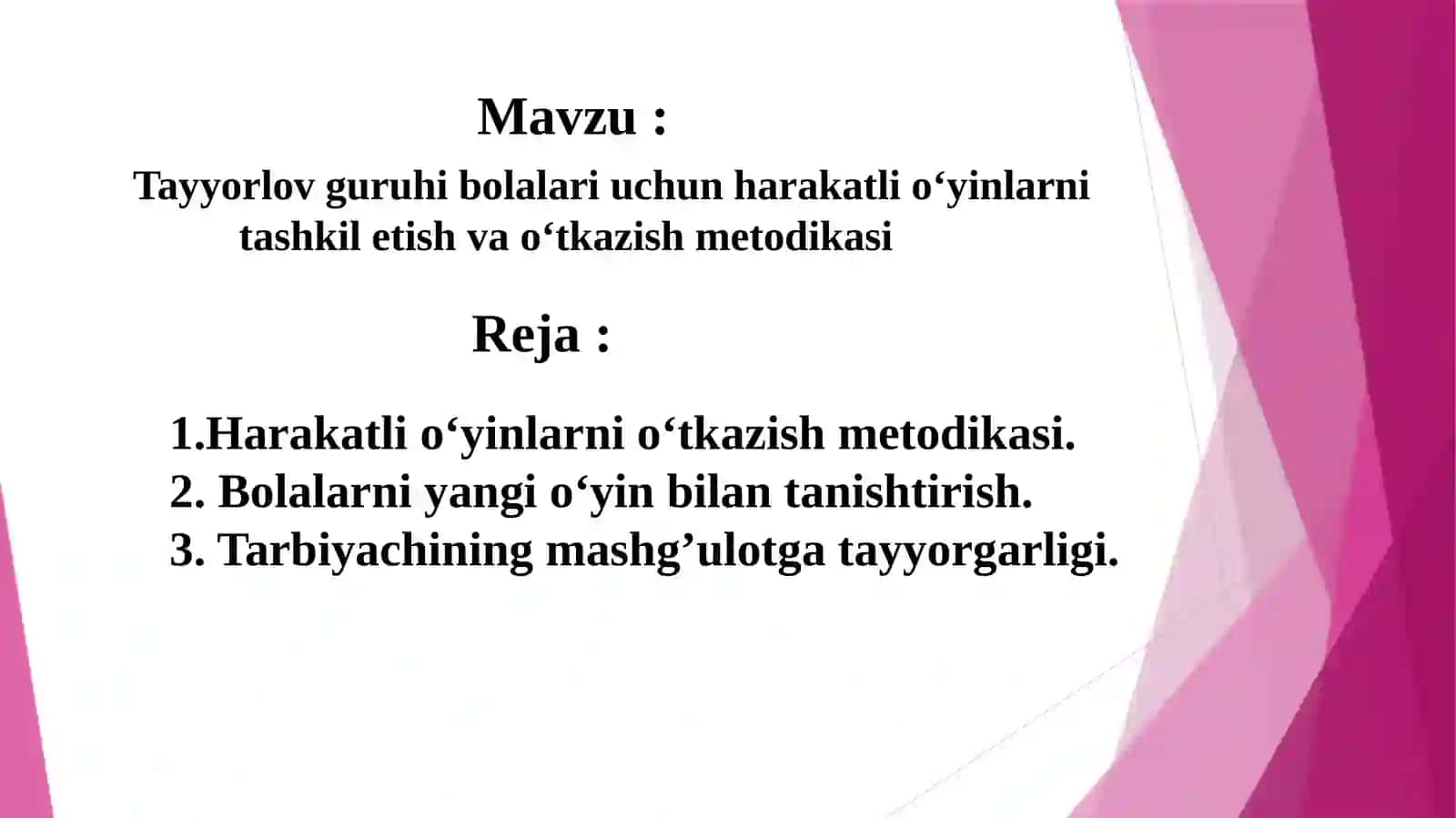 Tayyorlov guruhi bolalari uchun harakatli o‘yinlarni tashkil etish va o‘tkazish metodikasi 2
