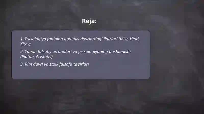 Psixologiya fanining yuzaga kelish tarixi 2