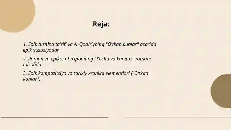 Epik tur va uning janr xususiyatlari 2