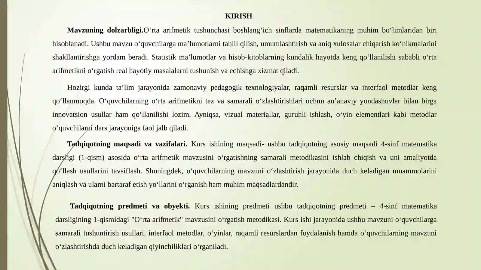 Oʻrta arifmetikni oʻrgatish metodikasi(4-sinf matematika darsligining 1 qism) 2