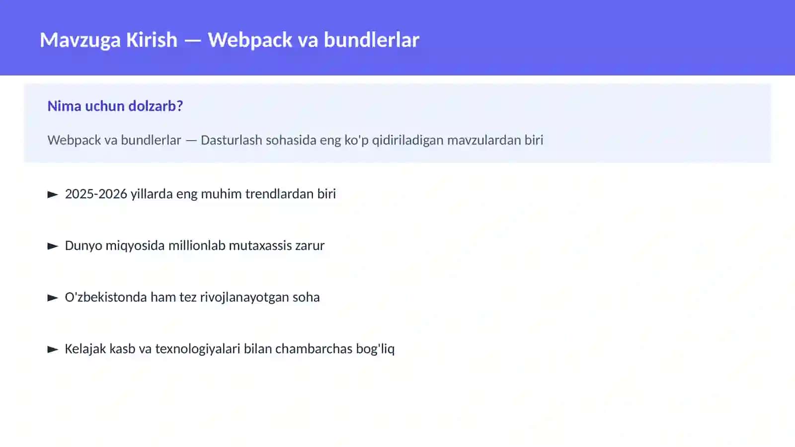 Webpack va bundlerlar 2