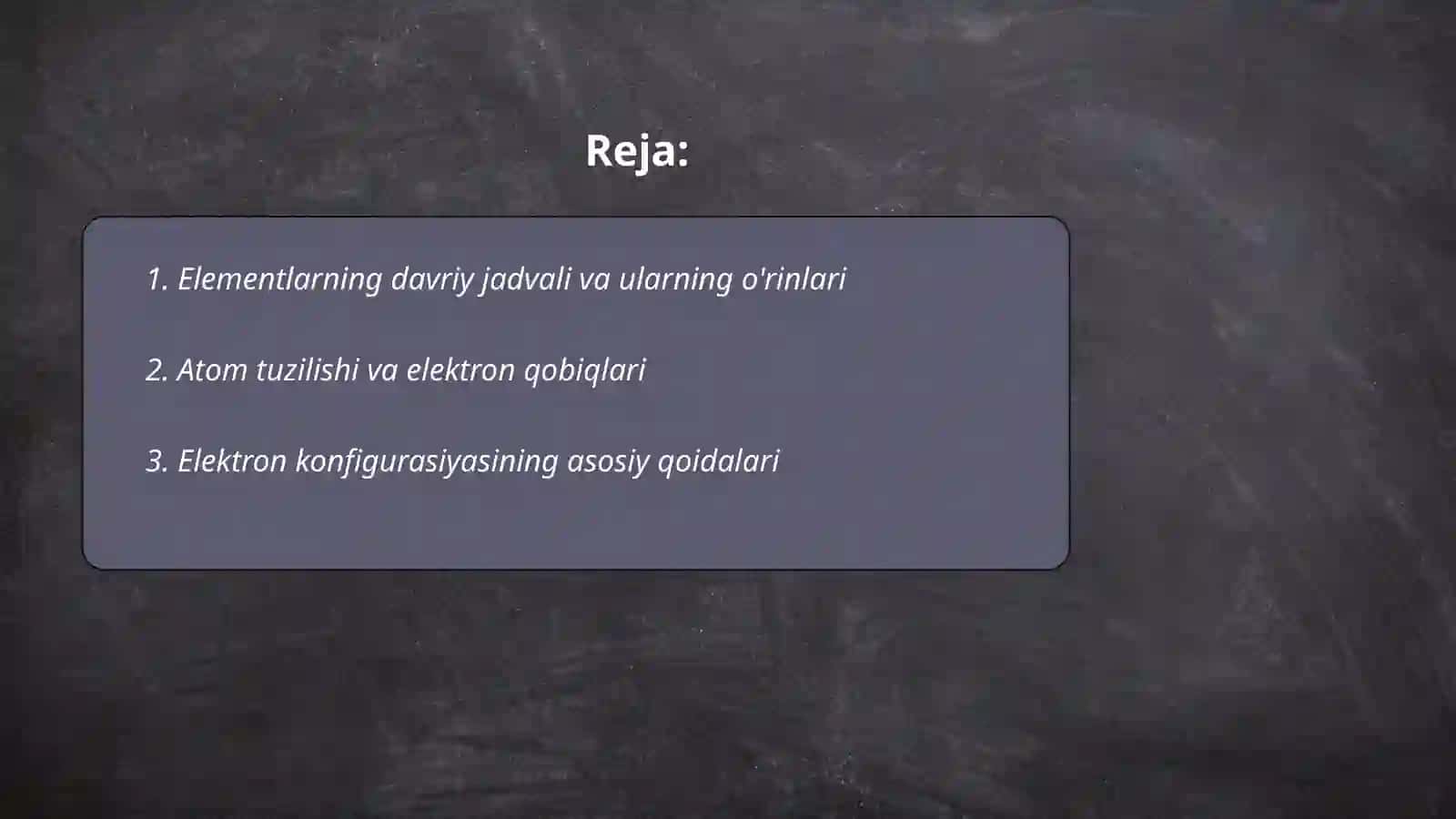 Elementlar oilalari va elementlar atomlari va ionlarining elektronlar konfigurasiyalari. Elektronlarning energetik yacheykalarga joylashuvi 2