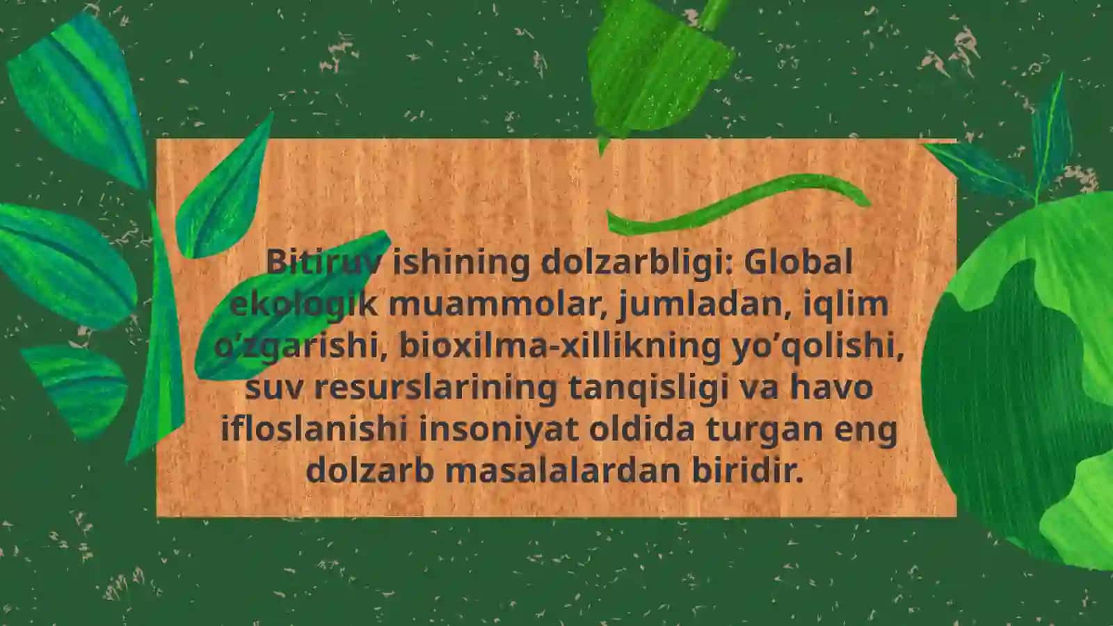 Ekologiya tushunchasi va ekologik ta'lim davlat standartlari 2