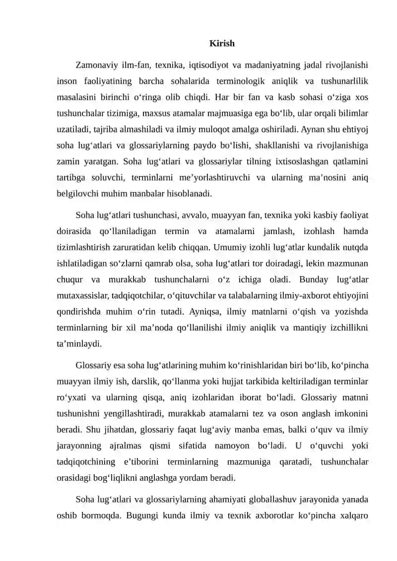 Soha lug'atlari. Glossariy 2