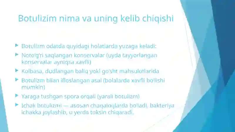 Botulizm qo‘zg‘atuvchisi va ularni amaliyotdagi ahamiyati, diagnostikasi. 2