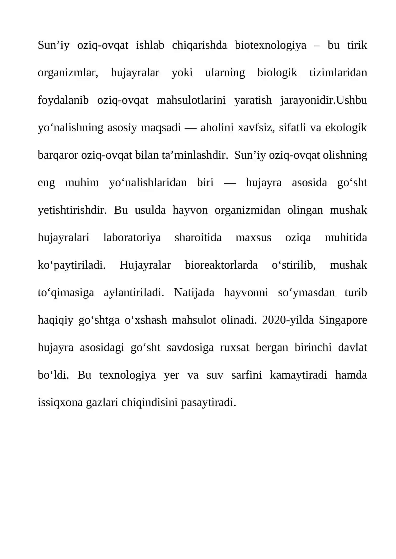 SUNIY OZIQ-OVQAT OLISHDA BIOTEXNOLOGIYA 2