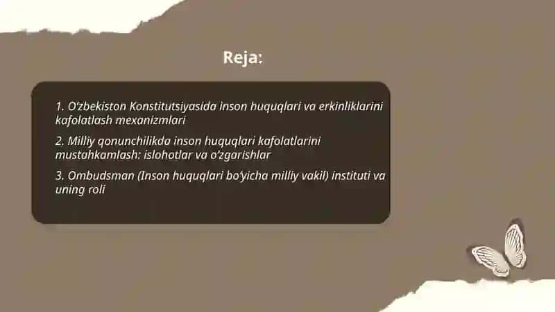 O‘zbekistonda inson huquqlari va erkinliklari kafolatining yaratilishi 2