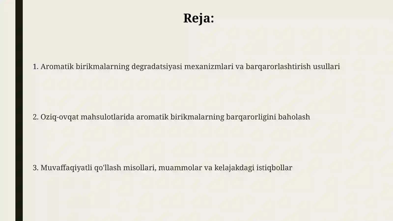 Oziq ovqat mahsulotlarida aromatik birikmalarni stabilizatsiya qilish 2