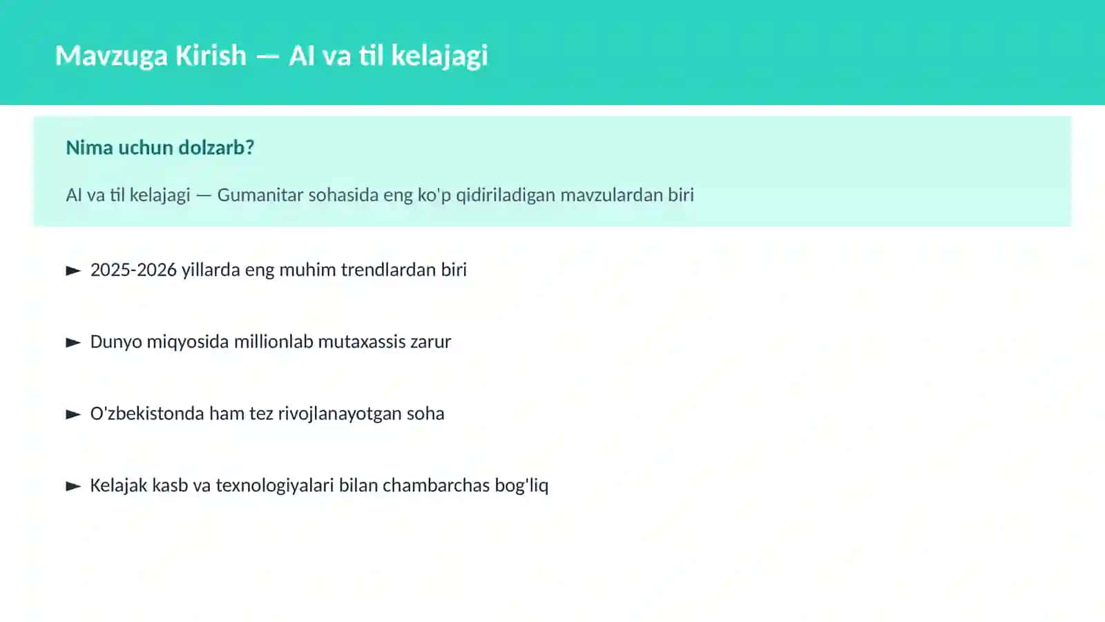 AI va til kelajagi 2