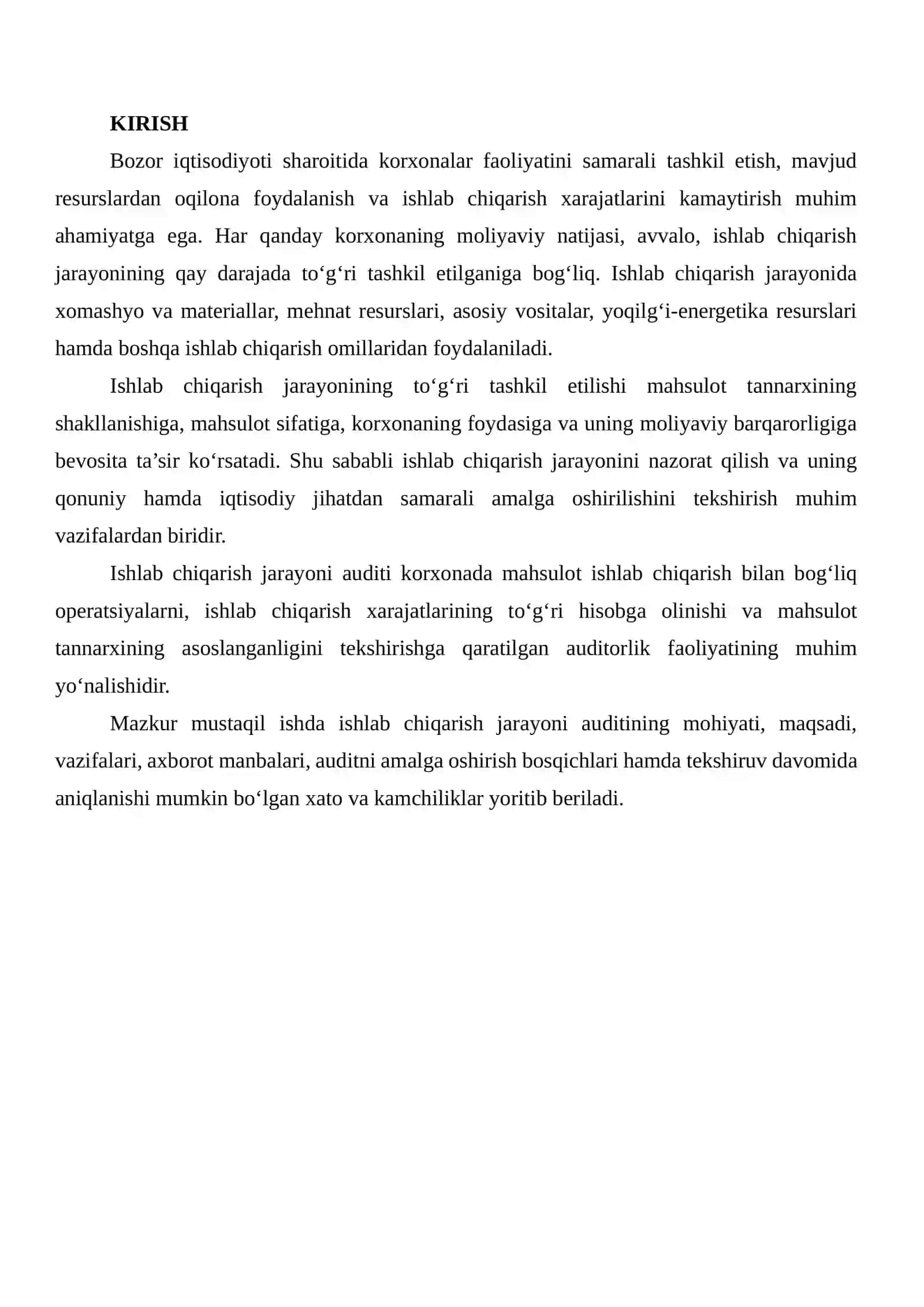 Ishlab chiqarish jarayoni auditini o‘tkazish bosqichlari va auditorlik tekshiruvining asosiy yo‘nalishlari 2