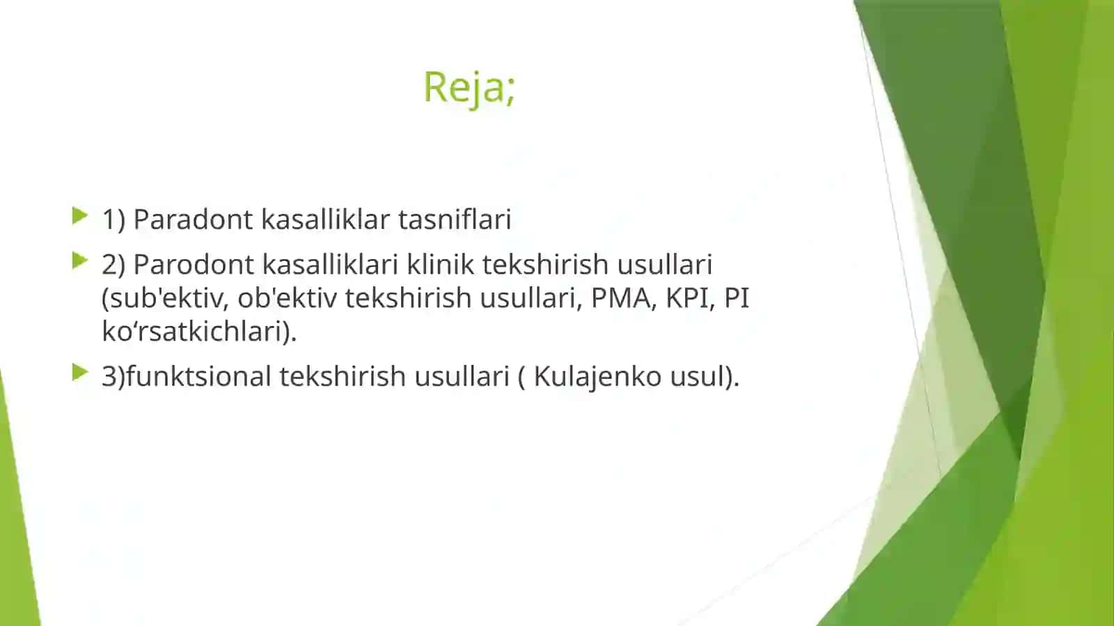 Parodontkasalliklari klinik tekshirish usullari 2