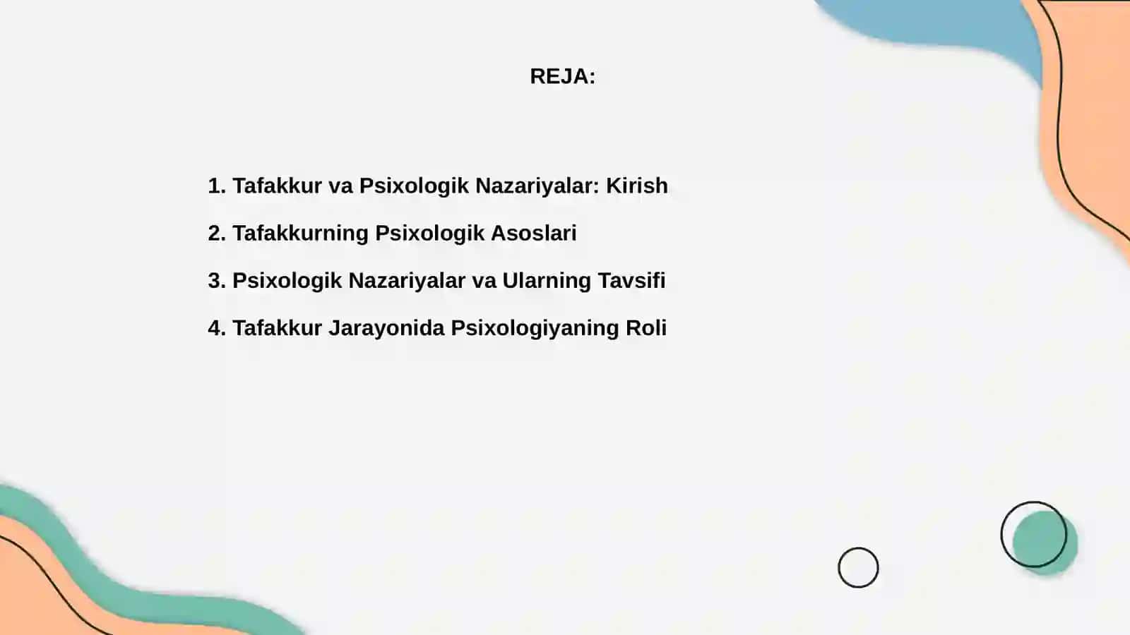 Tafakkur va Psixologik Nazariyalar 2