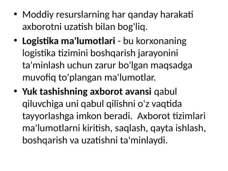 LOGISTIK AXBOROT TIZIMLARI 2
