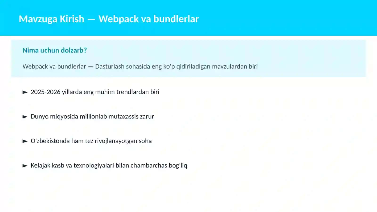 Webpack va bundlerlar 2