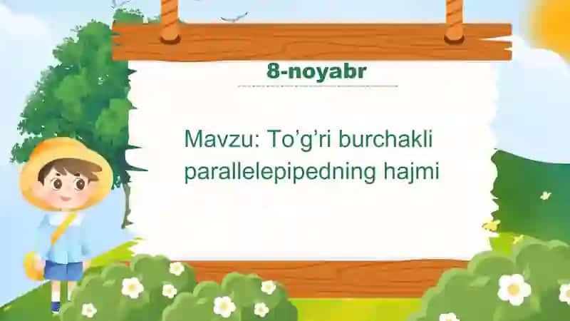 Toʻgri burchakli parallepipedning hajmi 2
