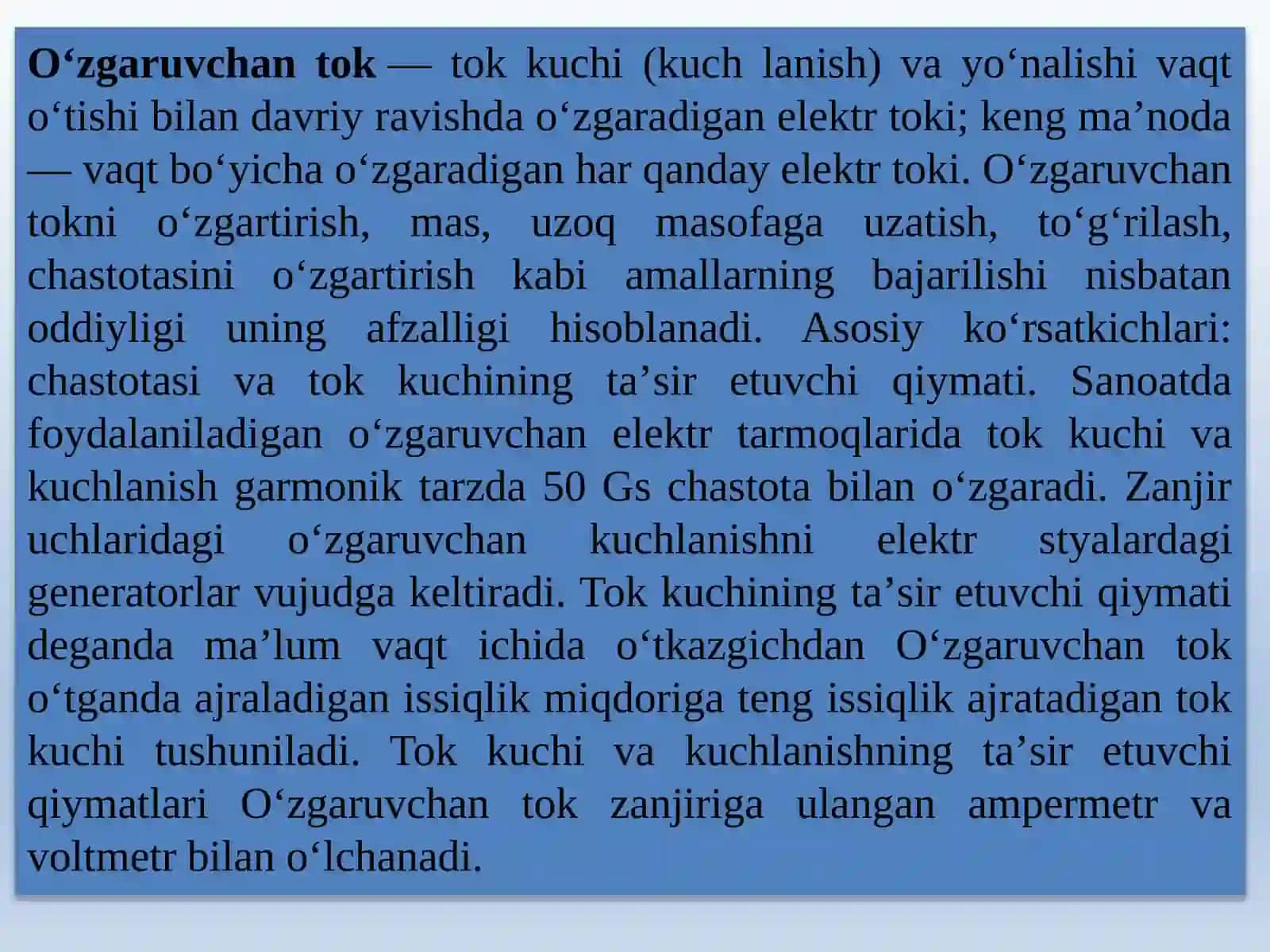 Oʻzgaruvchan tok—tok kuchi (kuchlanish) 2
