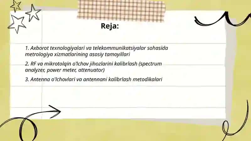 Axborot texnologiyalari va telekomunikatsiyalar sohasida metralogiya xizmat ko’rsatish 2