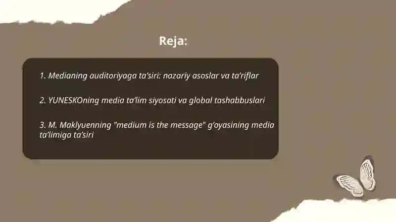 Medianing auditoriyaga taʼsiri YUNESKO va media taʼlim M.Maklyuenning mediataʼlim taraqqiyotiga koʻrsatgan tasir 2