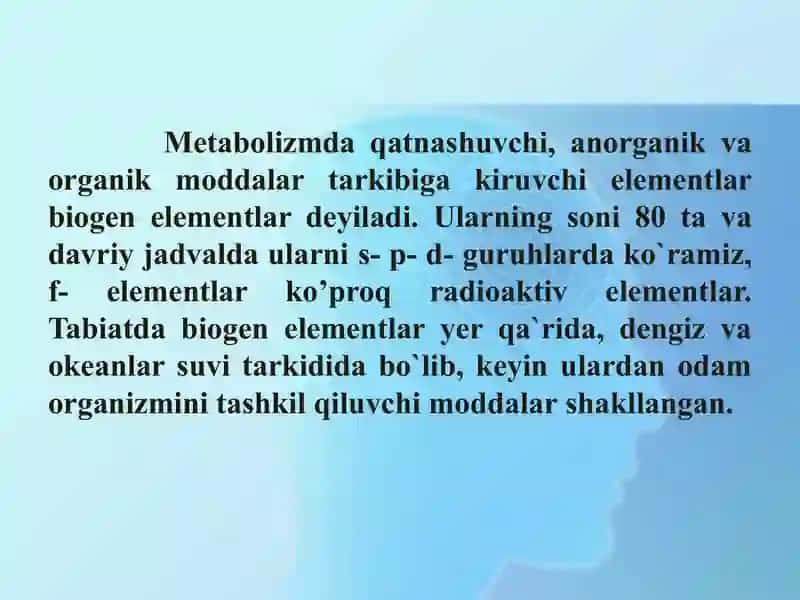 Biogen elementlarning ahamiyati 2