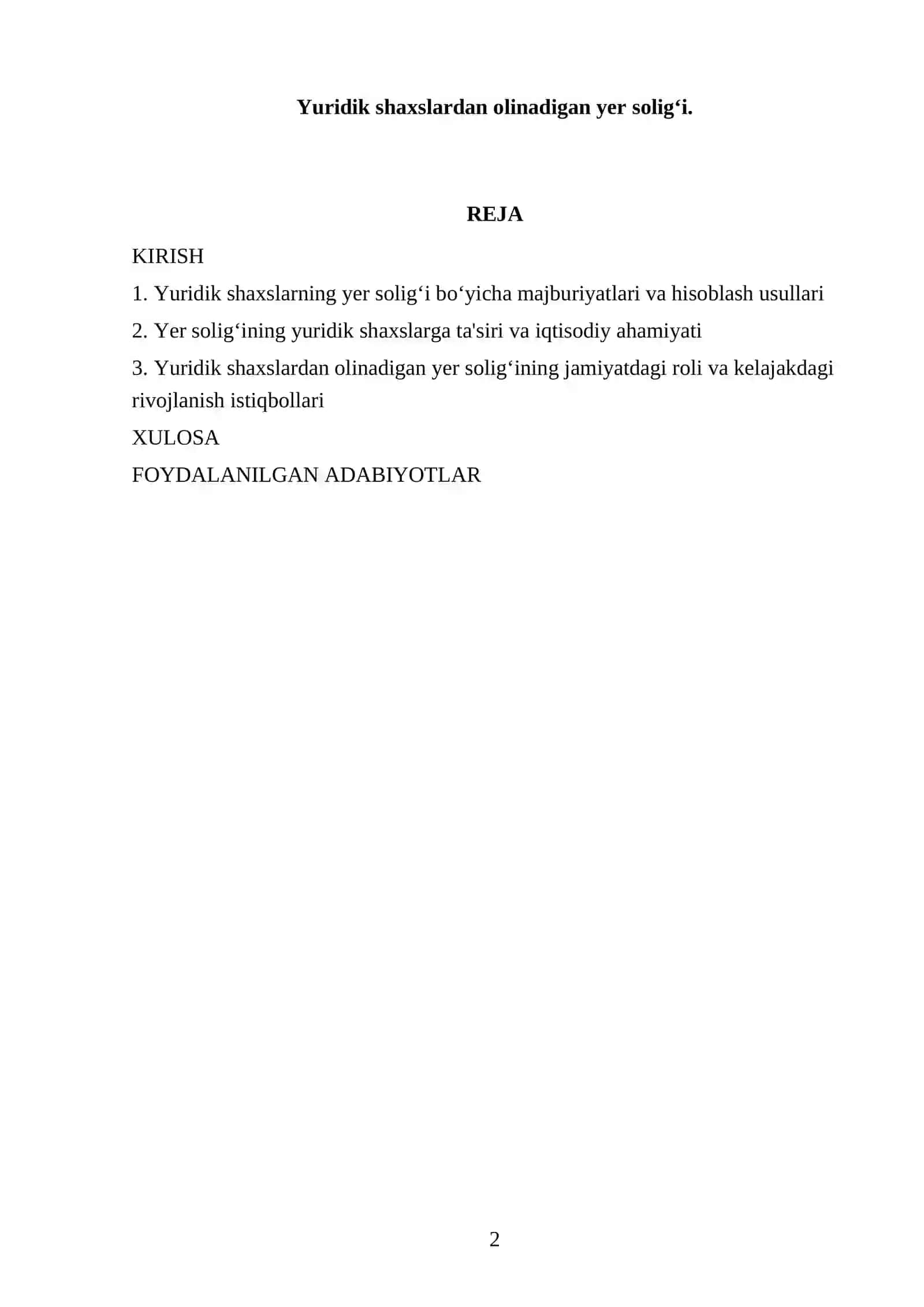 Yuridik shaxslardan olinadigan yer solig‘i 2