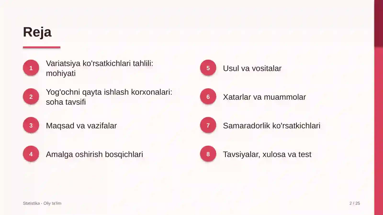 yog'ochni qayta ishlash korxonalarida variatsiya ko'rsatkichlari tahlili 3065 2