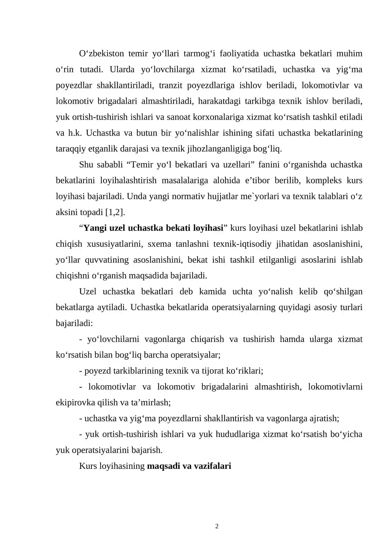 Yangi uzel uchastka bekati loyihasi 2