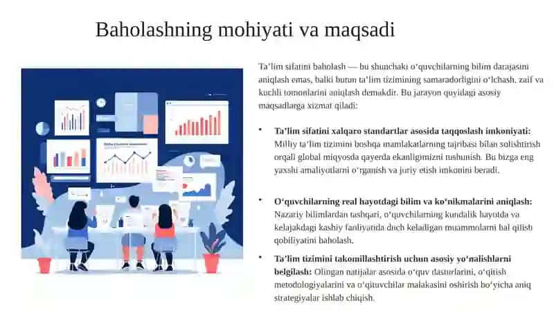 Xalqaro va milliy baholash PISA PIRLS TIMSS tadqiqotlarining Oʻzbekiston taʼlimidagi ahamiyati 2