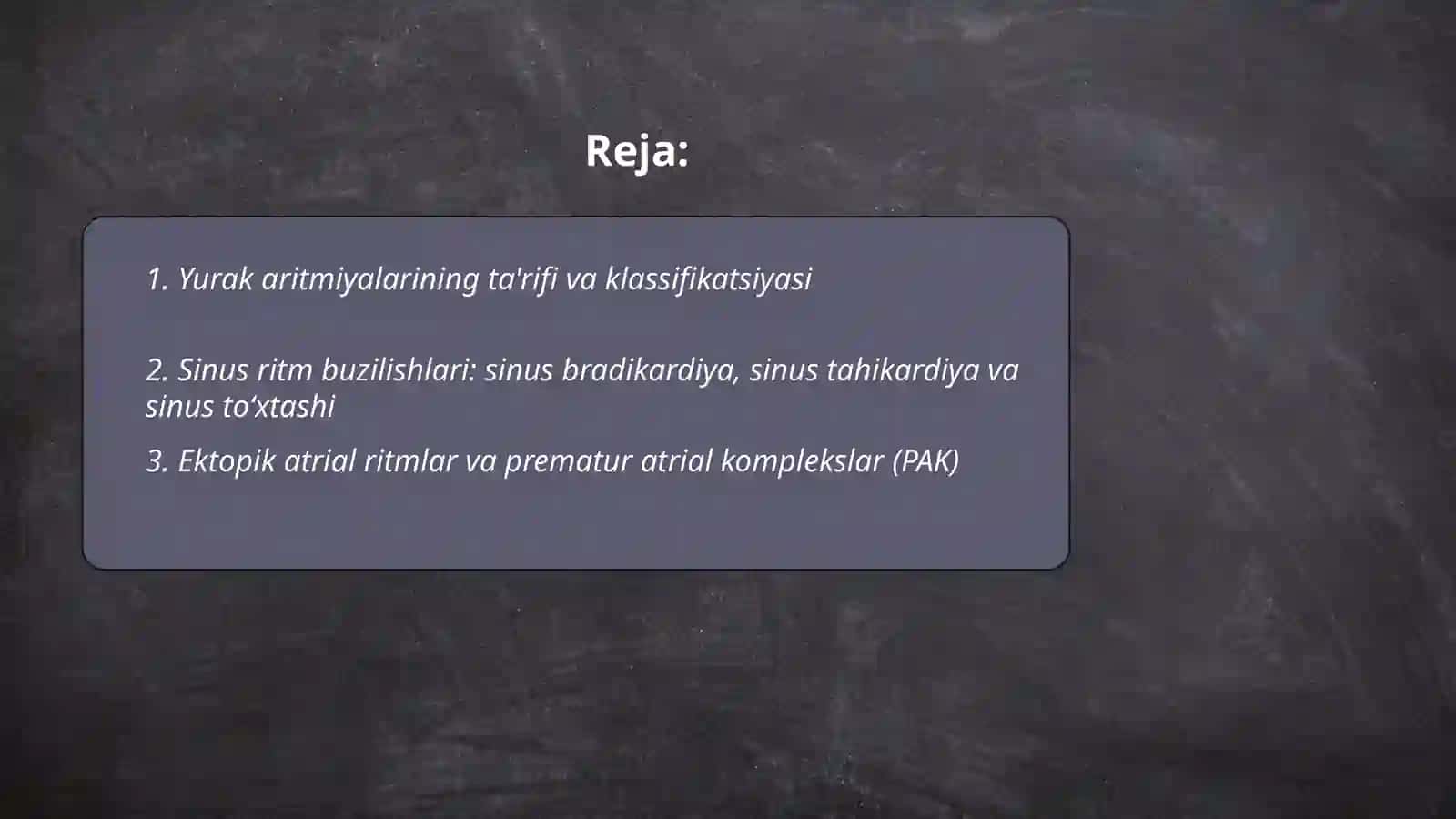Yurak aritmiyalari. Kelib chiqishi sabablari, Va rivojlanish mexanizmlari turlari, belgilari EKGdagi o’zgarishlar 2