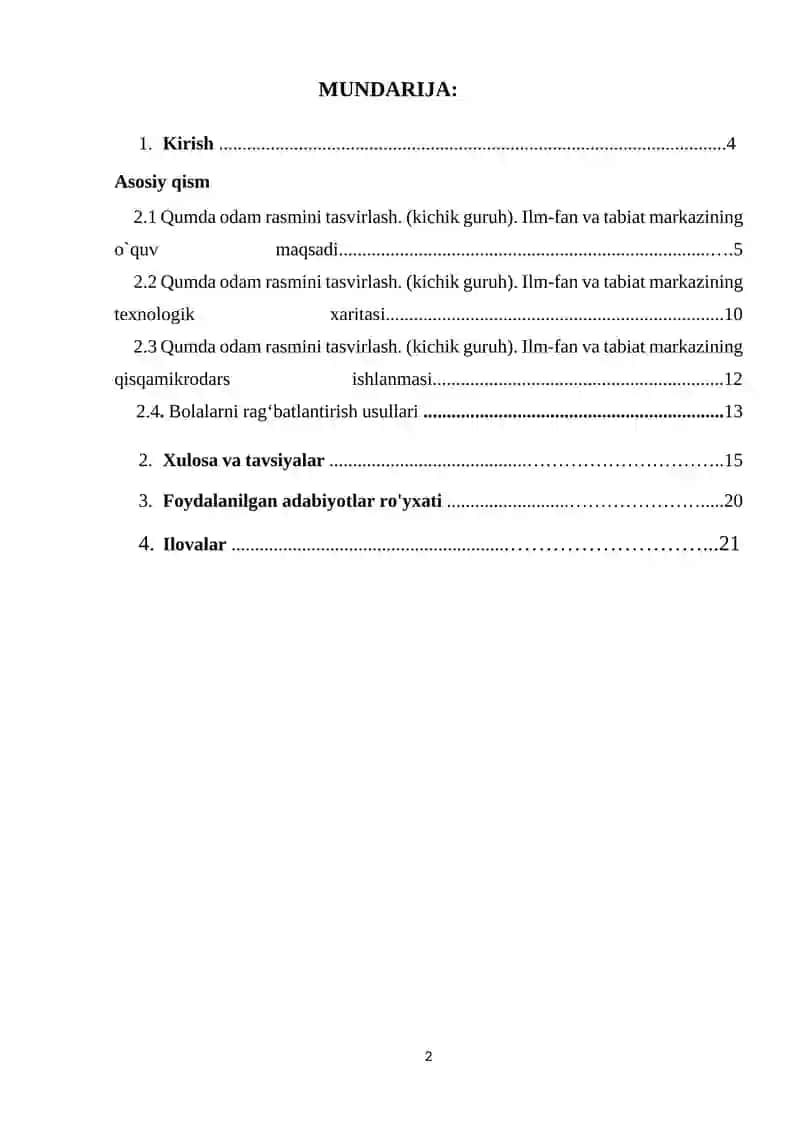 Qumda odam rasmini tasvirlash. (kichik guruh). Ilm-fan va tabiat markazi 2