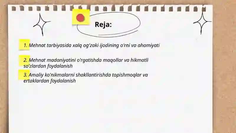 Mehnat tarbiyasi xalq og'zaki ijodidan foydalanish 2