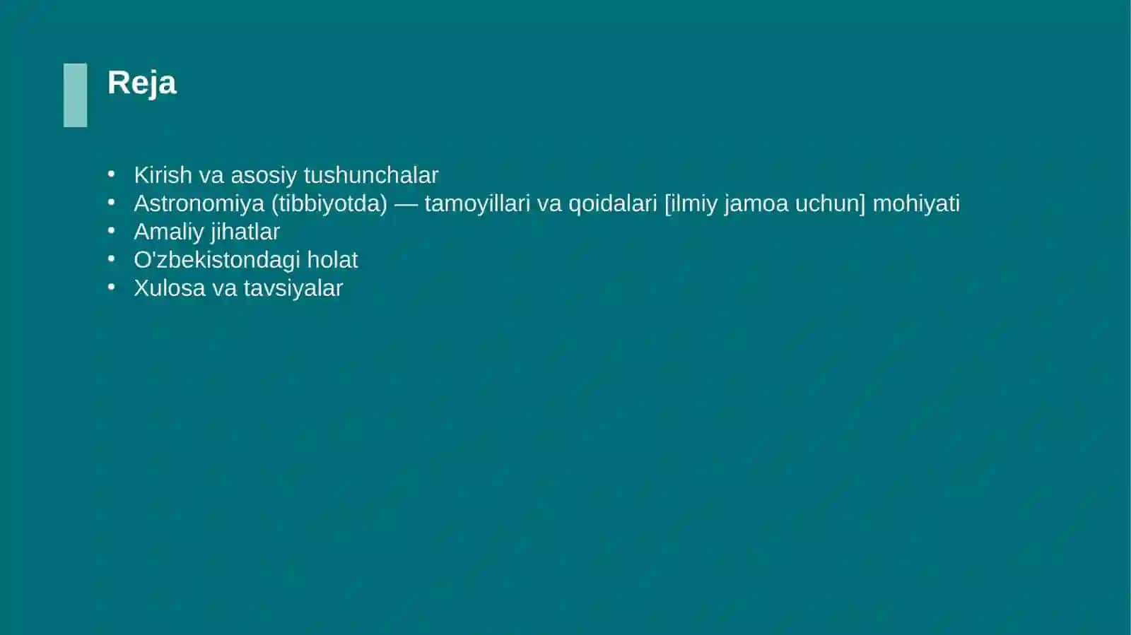 Astronomiya (tibbiyotda) — tamoyillari va qoidalari [ilmiy jamoa uchun] 2
