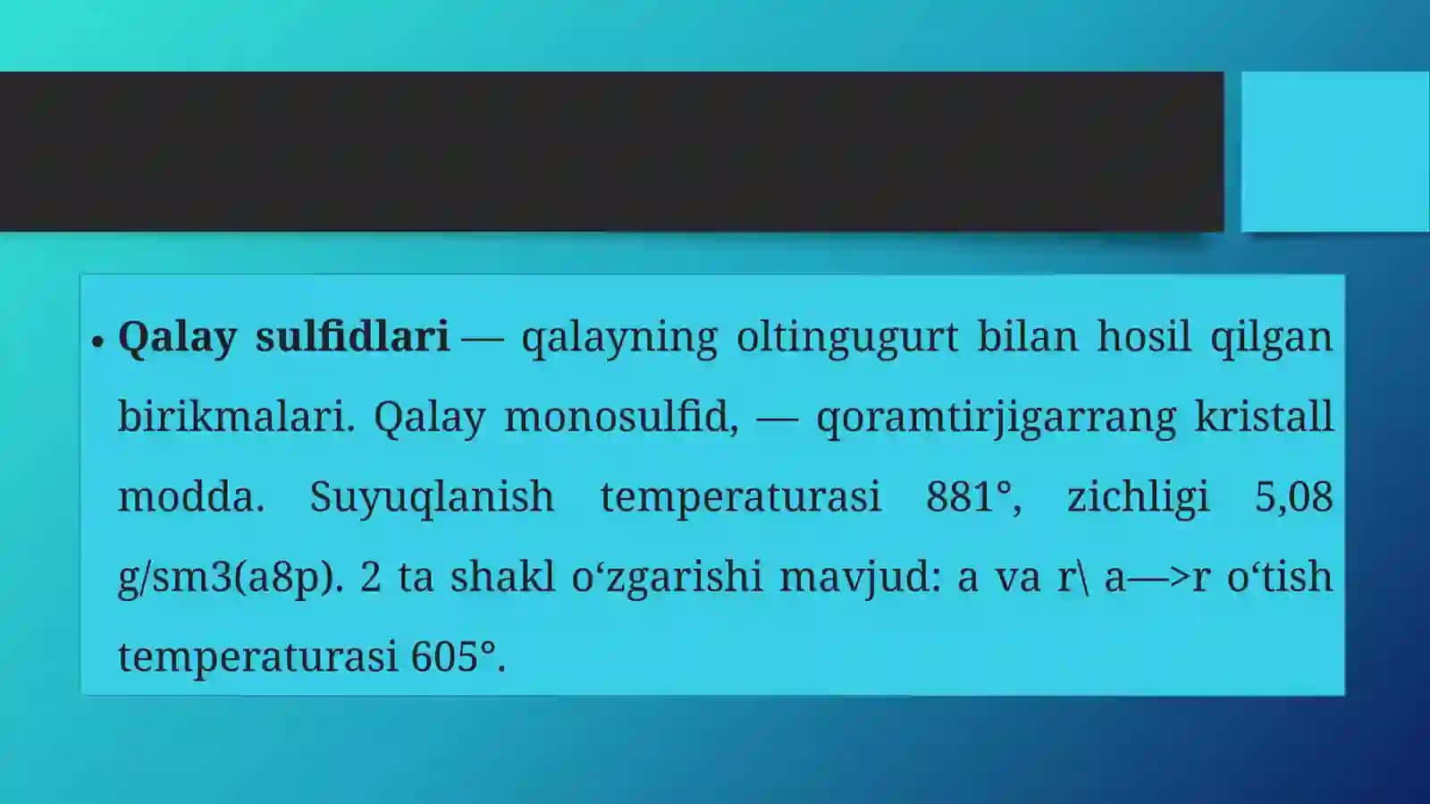 Qalay  kislatalar Ularning Xossalari 2
